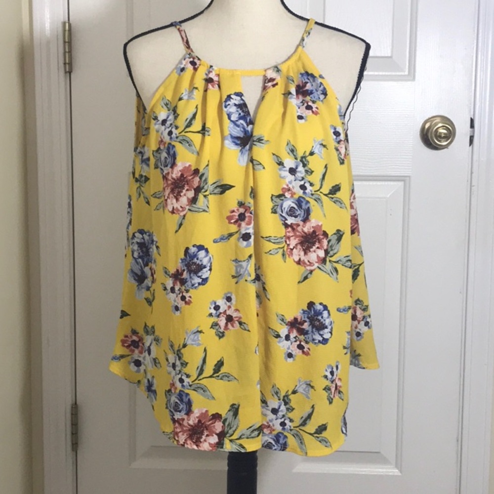 Blue Rain Yellow Sleeveless Blouse M